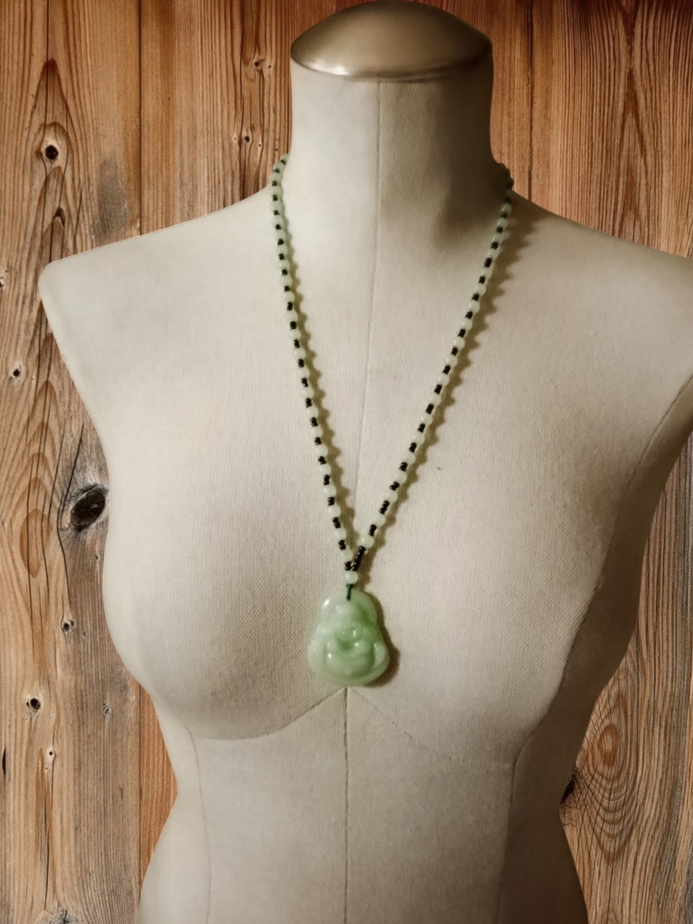 Green Laughing Jade Buddha Pendant Necklace - Eye Candy Los Angeles